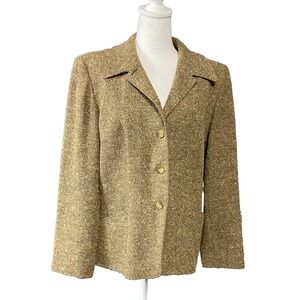 Pendleton Womens Blazer Size 10 Brown Tweed Wool Classic Made in USA Lined Jacke